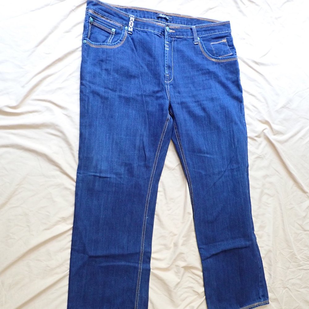 MARC ECKO Men's 40W/31L  JEANS/standard fit/Skull Indian chief/dark blue denim. - Picture 2 of 9